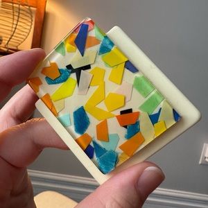 Multicolor Resin Mosaic Statement Brooch - Handcrafted Women Jewelry
